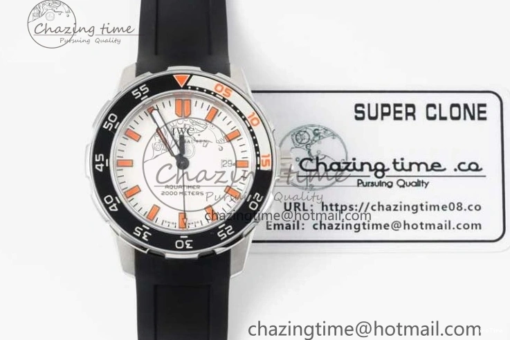 MIROTIME 0426 Aquatimer Automatic SS RSF 1:1 Best Edition White Orange Dial on Black Rubber Strap A Supportive 7069